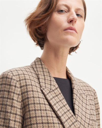 The ReWool® Double-Breasted Blazer | Beige Houndstooth