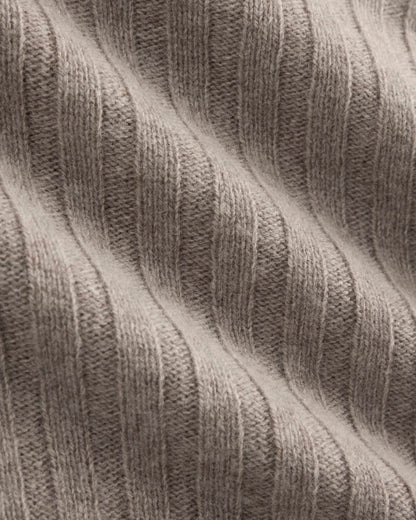 Funnel-Neck Cropped Sweater in Wool Cashmere | Oatmeal