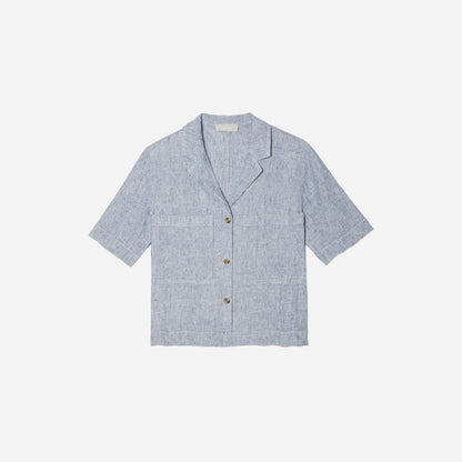The Linen Workwear Shirt | Blue Pinstripe