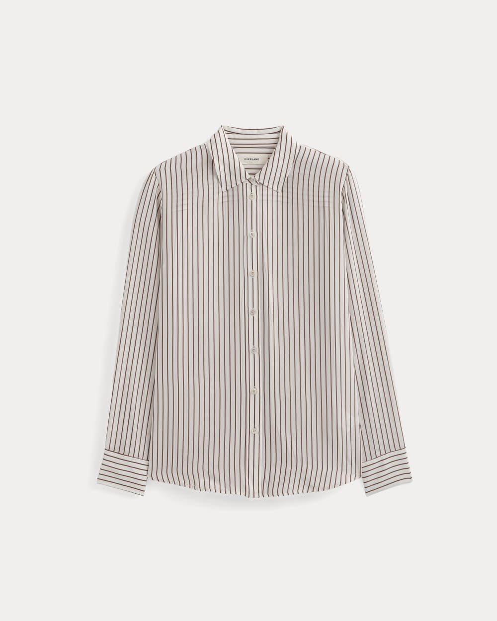 The Must-Have Shirt in Washable Silk | Bone / Toffee Stripe