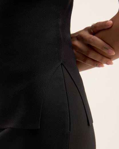 The Viscose Mock Neck Top | Black