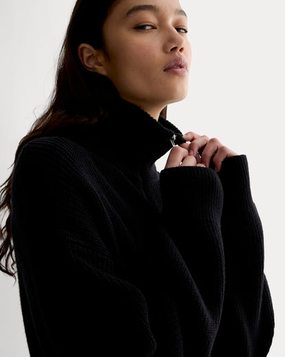 The Half-Zip in Everyday Cotton | Black