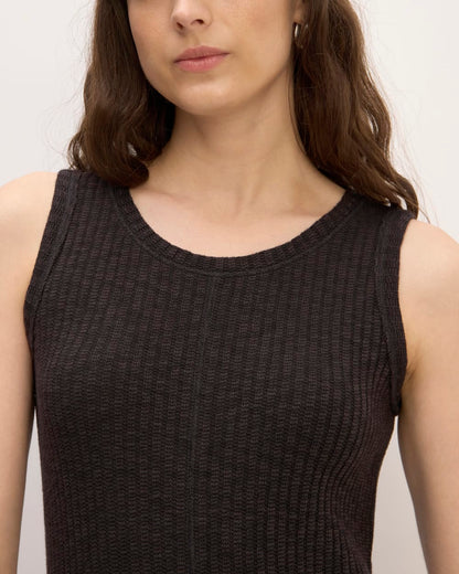 The Rib-Knit A-Line Tank Dress | Black