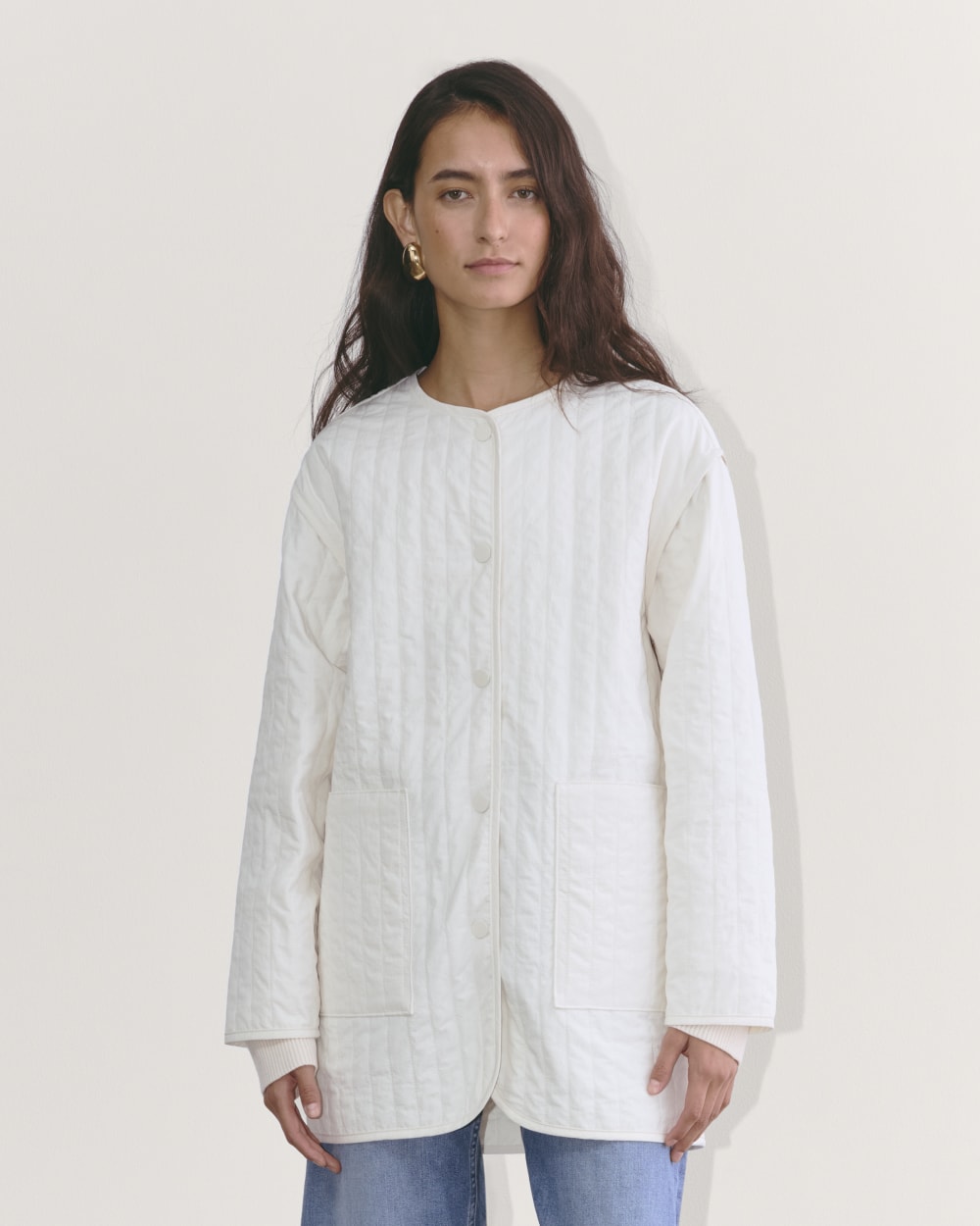 The Midi Quilted Liner | Bone
