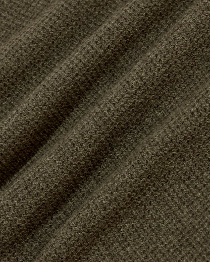 The Honeycomb Funnel Neck in Wool Cashmere | Heathered Army Green