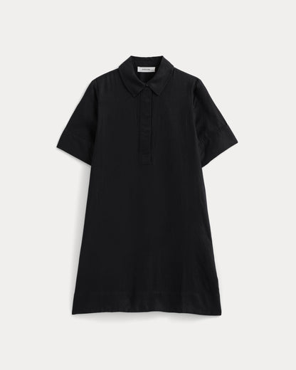 Mini Popover Shirtdress in Linen | Black