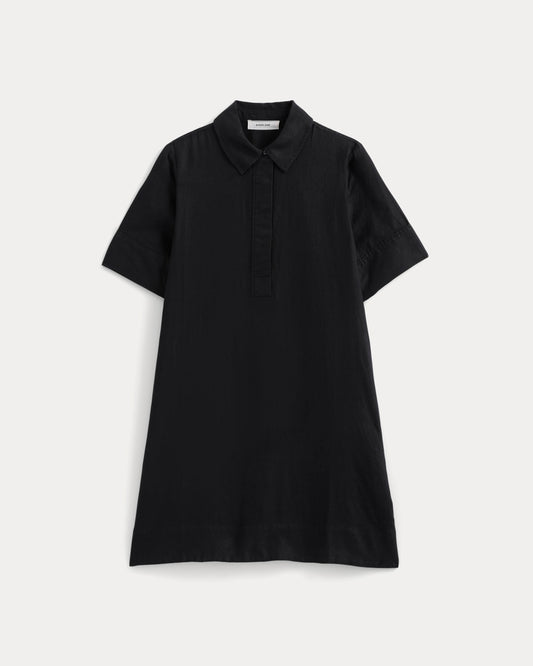 Mini Popover Shirtdress in Linen | Black