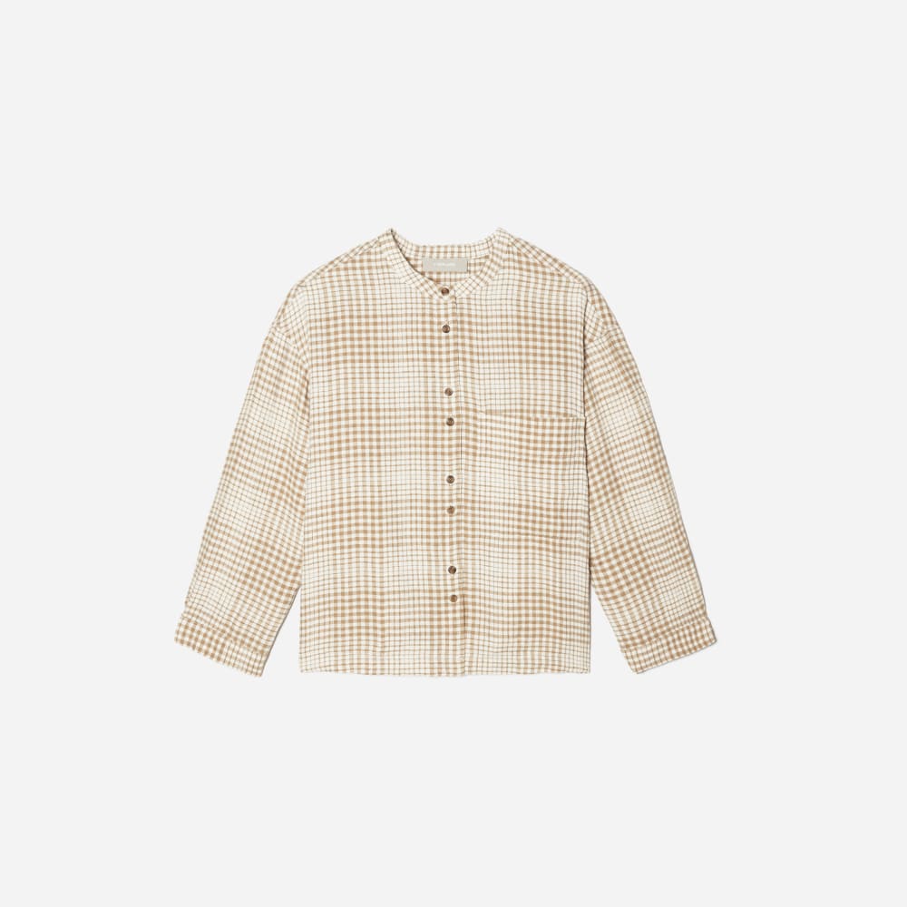 The Linen Billow Blouse | Iced Coffee Grid
