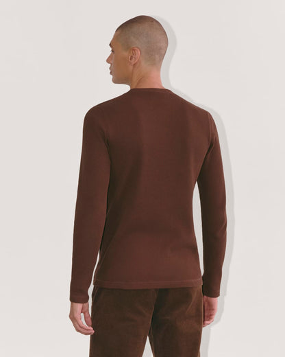 The Waffle Long-Sleeve Crew | Dark Mahogany