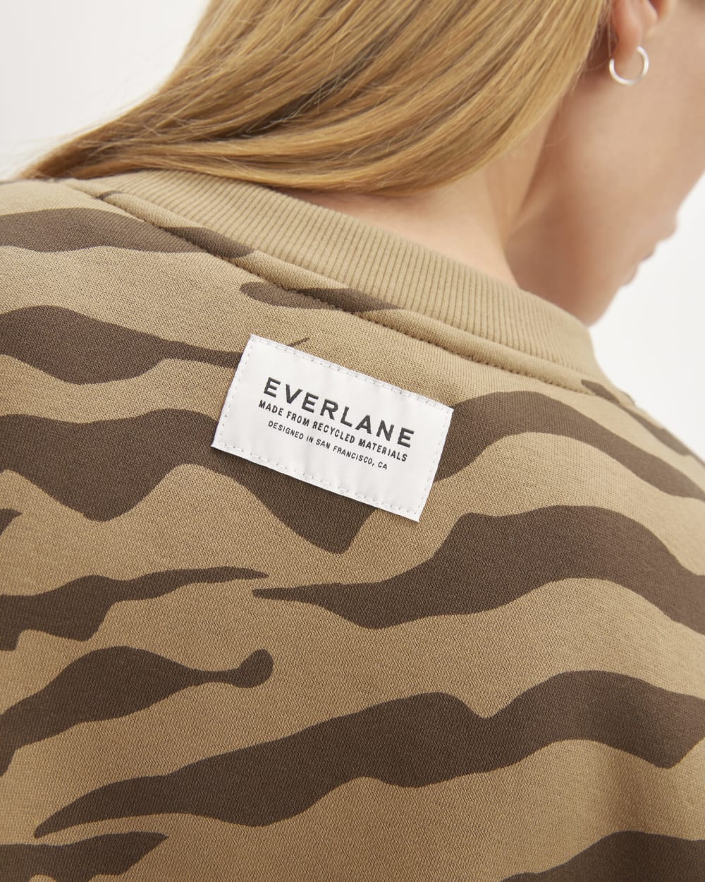 The ReTrack Oversized Crew | Cocoa Tiger Stripe