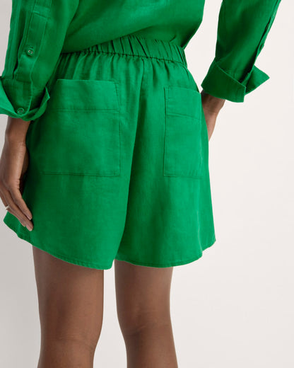 The Linen Easy Short | Grass Green