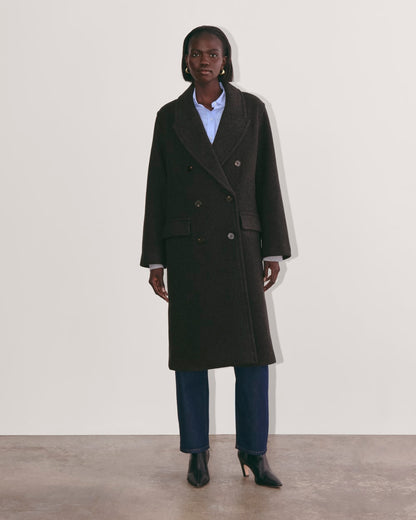 The Double-Breasted Coat in Wool | Heather Charcoal