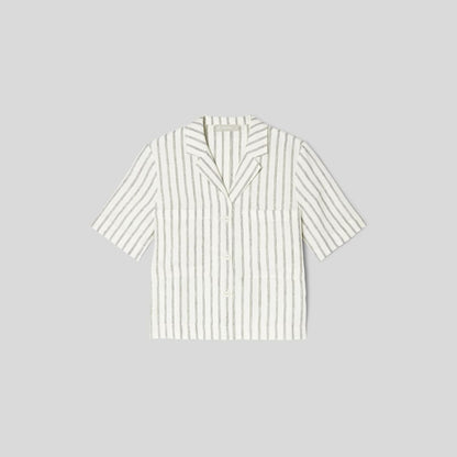 The Linen Workwear Shirt | Black / Canvas Tan