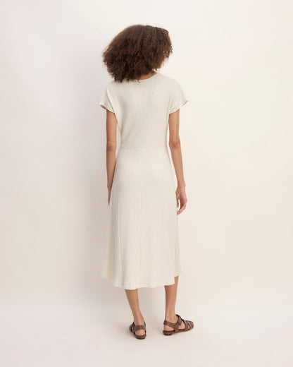 The Rib-Knit Cap-Sleeve Midi Dress | Bone