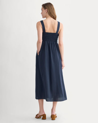 The Gauze Smock Dress | Navy
