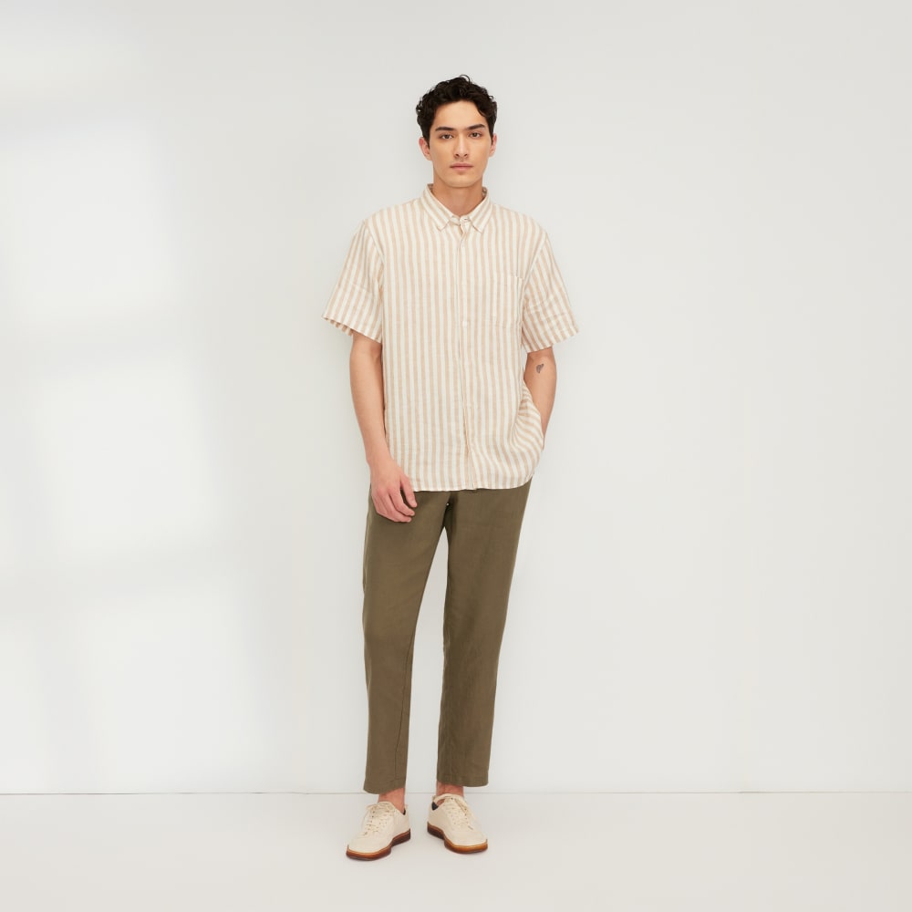 The Classic Short-Sleeve Shirt in Linen | Bone / Caramel