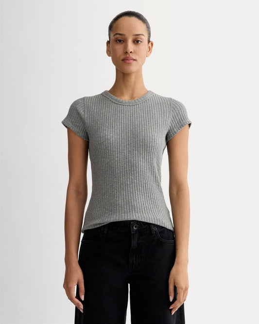 The Cozy Rib Tee | Mid Heather Grey
