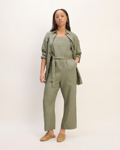 The Boyfriend Shirt in Linen | Sage Green
