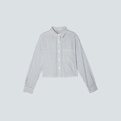 The Way-Short Shirt in Silky Cotton | Deep Blue / Canvas