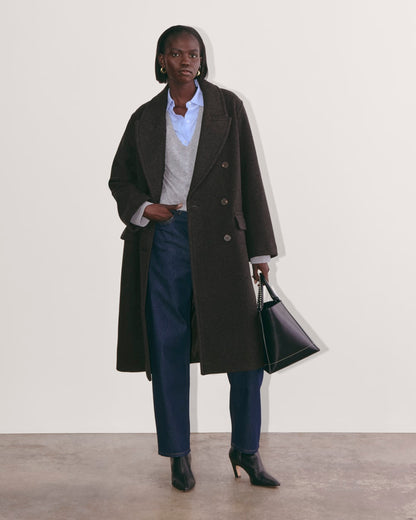 The Double-Breasted Coat in Wool | Heather Charcoal