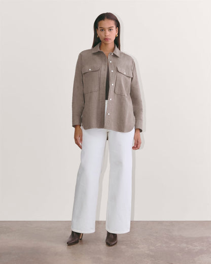 The Boyfriend Shirt in Flannel | Taupe Melange