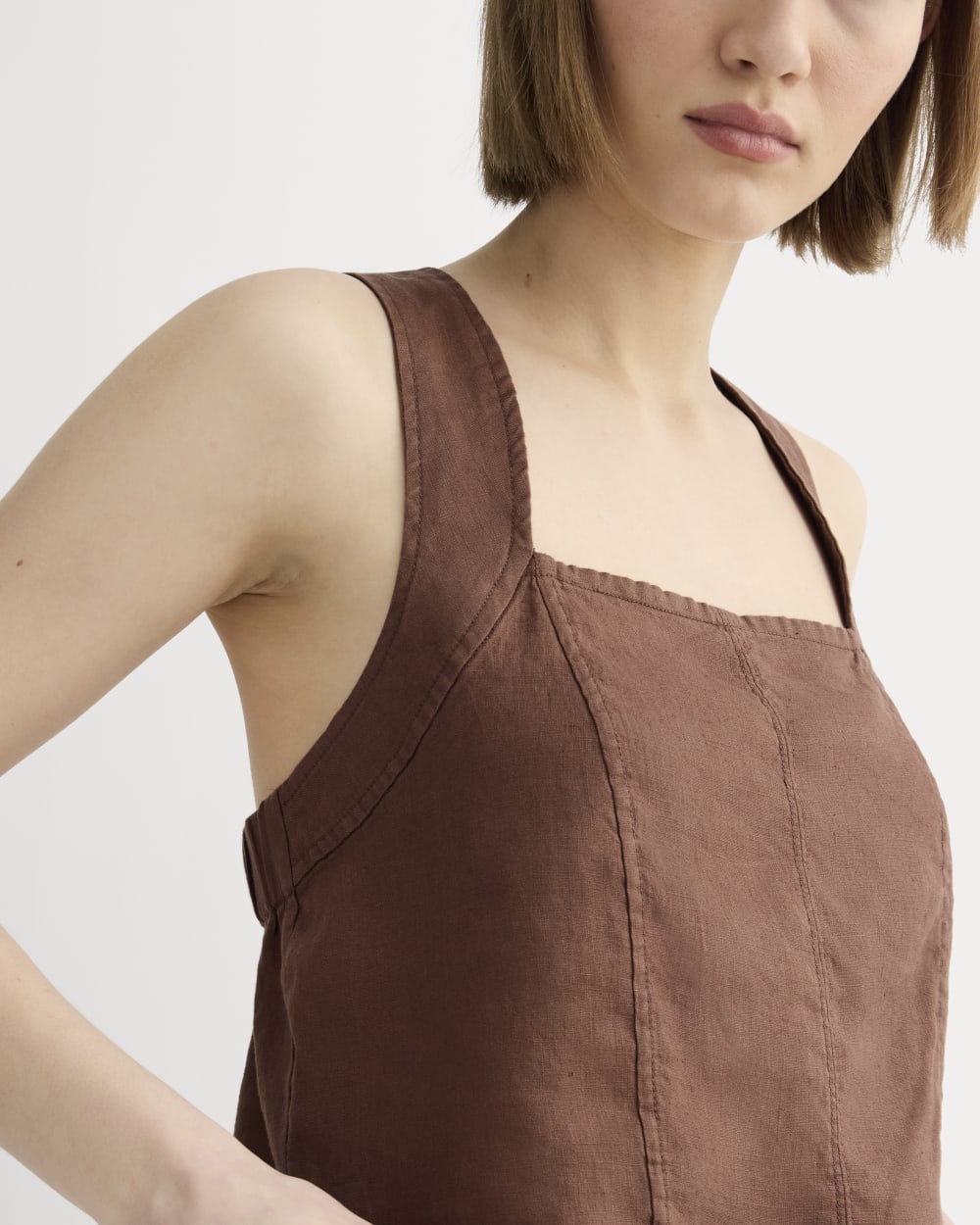 The Crossback Tank in Linen | Cedarwood