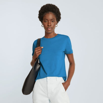 The Box-Cut Tee in Essential Cotton | Horizon Blue | No Pocket