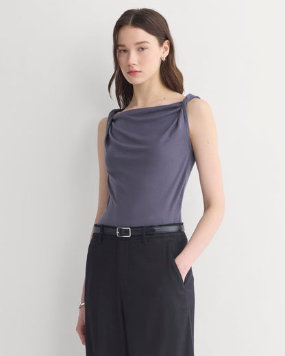 Cowl Neck Twist Tank in Butterluxe | Graystone