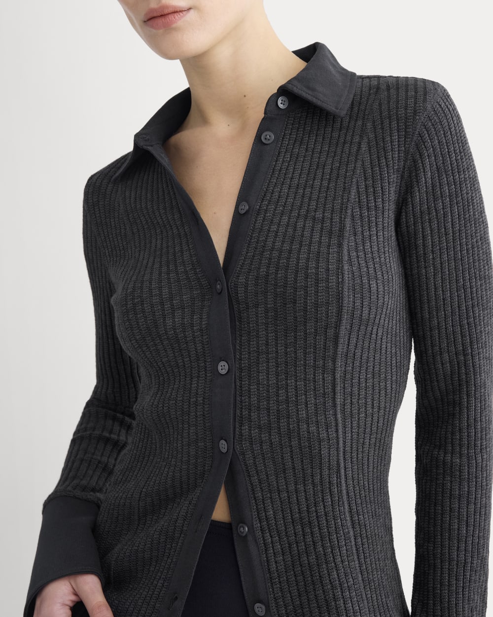 Cozy Rib Button-Up | Black