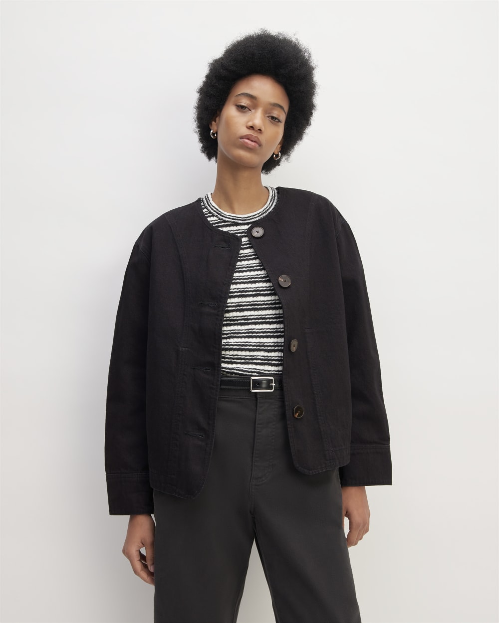 The Denim Barrel Jacket | Black