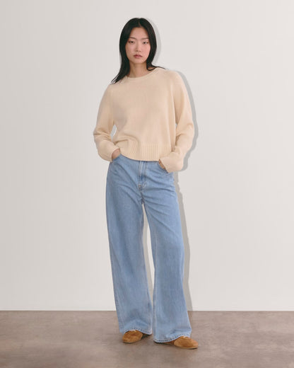 The Boxy Crew in Cashmere | Creme