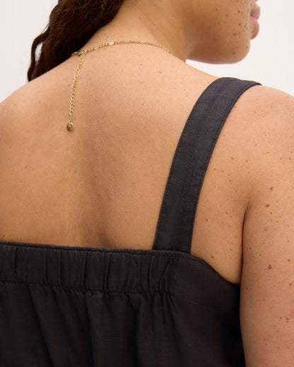 The Linen Side-Button Jumpsuit | Black