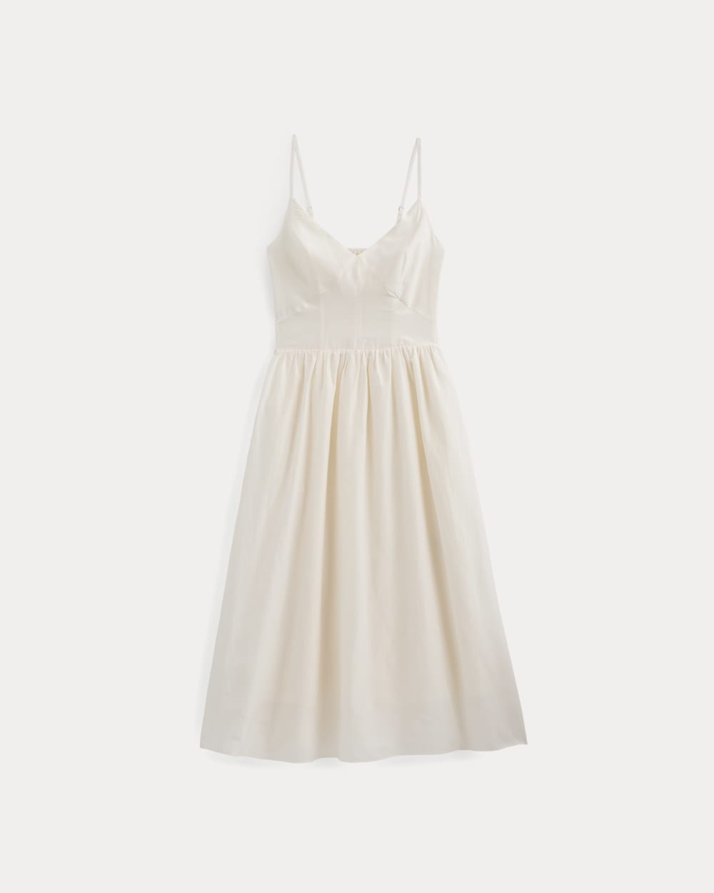 Midi Dress in Cotton Silk Voile | Bone