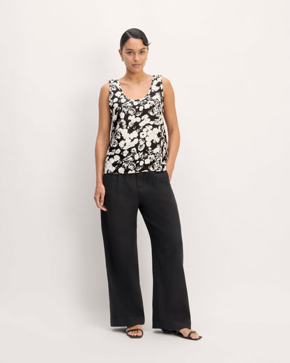 The Scoop Tank in Linen | Black / Bone Floral