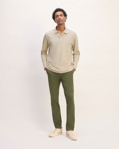 The Premium Weight Long-Sleeve Polo | Heather Oatmeal
