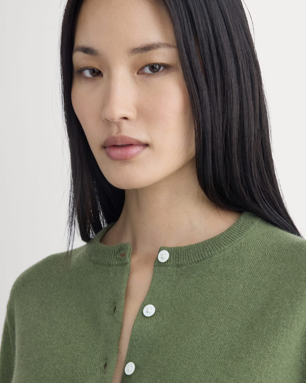 Cashmere Cropped Cardigan | Forest Green