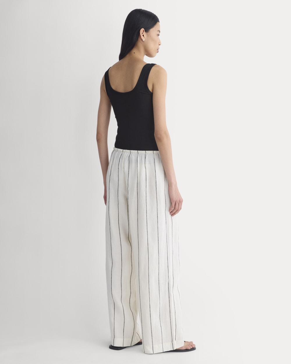 The Drawstring Pant in Linen | Gardenia/Meteorite