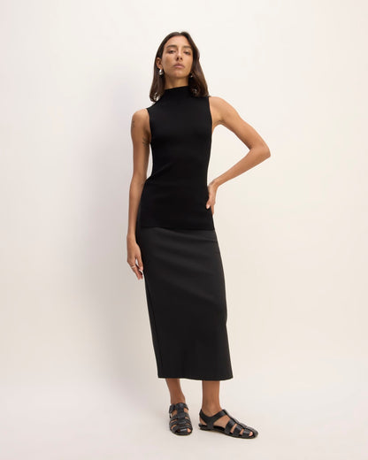 The Viscose Mock Neck Top | Black