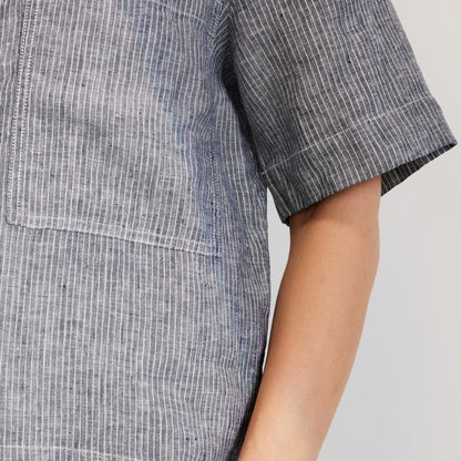 The Linen Workwear Shirt | Canvas Tan / Navy