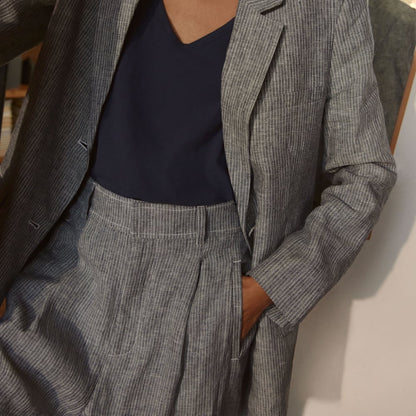 The Linen Way-High® Drape Pant  | Canvas Tan / Navy