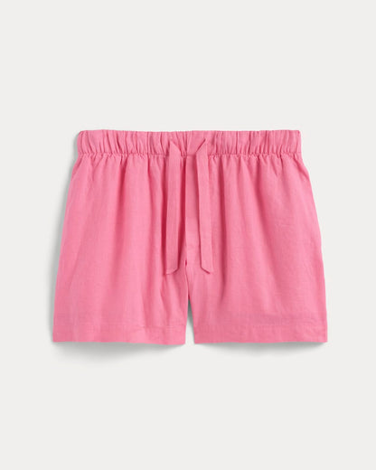 The Drawstring Boxer Short in Linen | Deep Pink