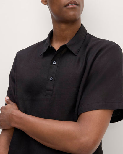 The Linen Short-Sleeve Popover Shirt | Black