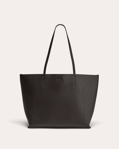 The Luxe Medium Italian Leather Tote | Black