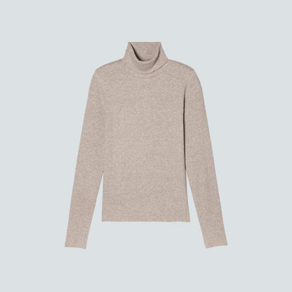 The Luxe Rib Turtleneck | Heathered Meringue