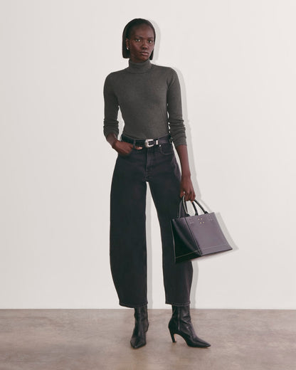 The Luxe Rib Turtleneck | Heathered Soot