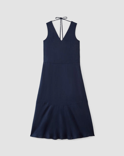 The Linen V-Neck Maxi Dress | Navy