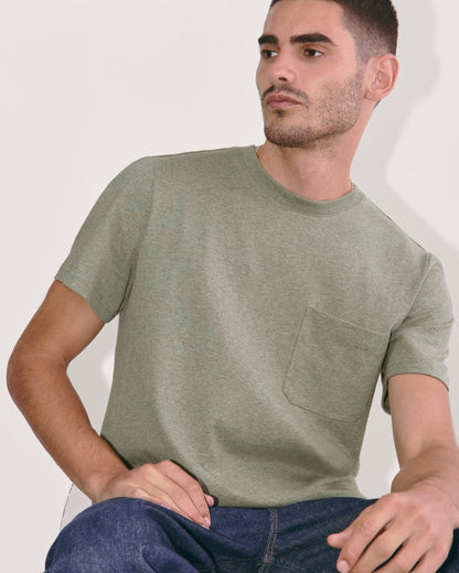 The Premium-Weight Pocket Tee | Uniform | Heather Sage Green