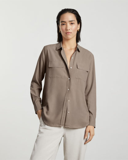 The Washable Silk Relaxed Shirt  | Burnt Sugar