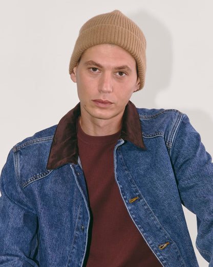The Cashmere Ribbed Beanie | Tiger's Eye