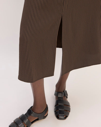 The Mini Jacquard Stripe Slip Skirt | Cocoa / Black